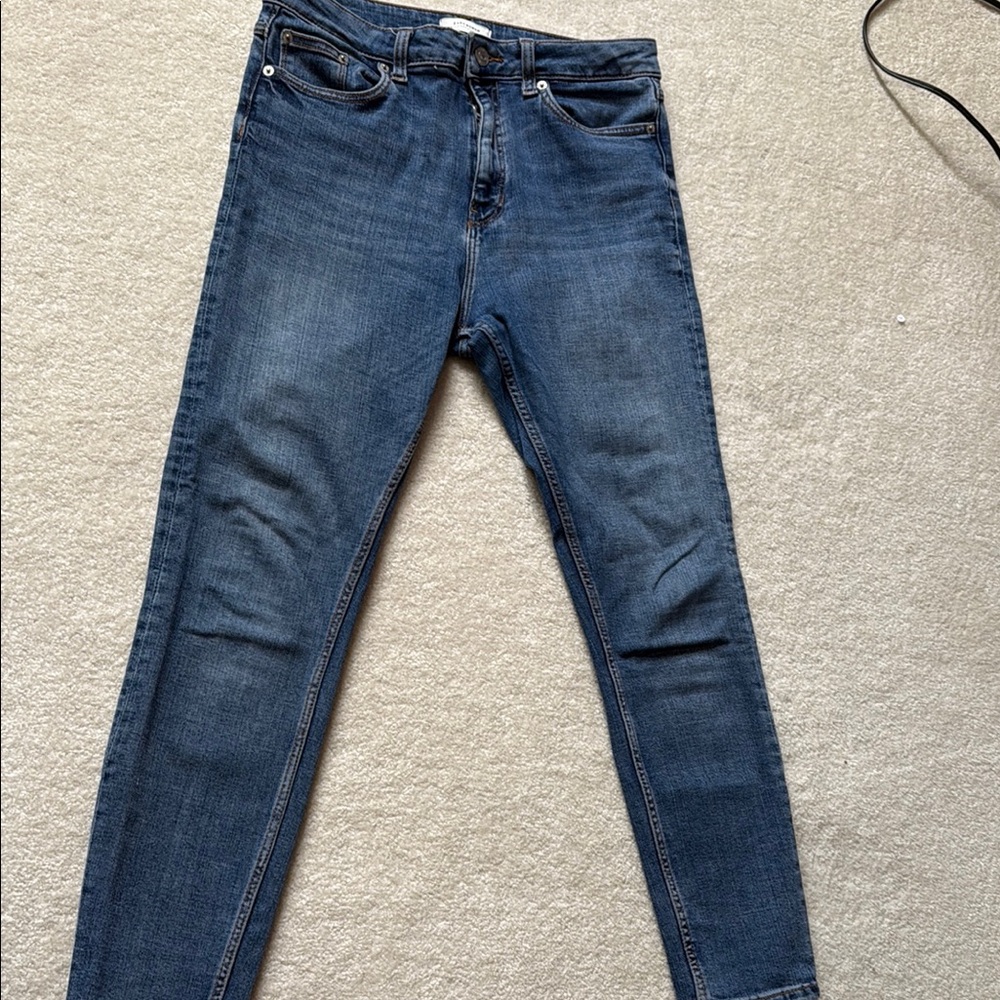 Zara Blue Skinny Jeans with Mid-Rise Waist